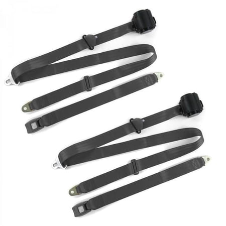 SafeTBoy 3 Point Standard Retractable Bucket Seat Belt Kit with 2 Belts for 1972-1980 Chevy LUV Truck, Charcoal