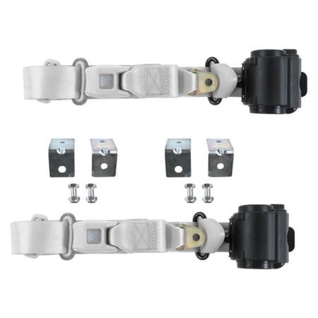 SafeTBoy 3 Point Standard Retractable Bucket Seat Belt Kit with Bracketry & 2 Belts for 1933-1957 Nash Ambassador, Gray