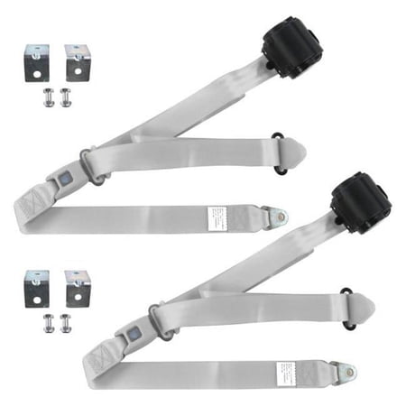 SafeTBoy 3 Point Standard Retractable Bucket Seat Belt Kit with Bracketry & 2 Belts for 1953-1956 Ford Truck, Gray