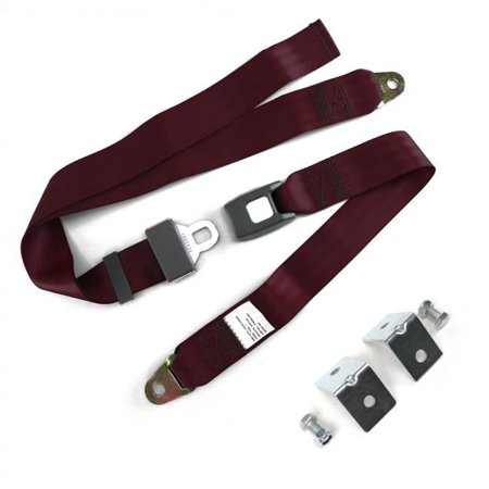 SafeTBoy 314392 2 Point Burgundy Standard Buckle Lap Seat Belt with Mounting Hardware