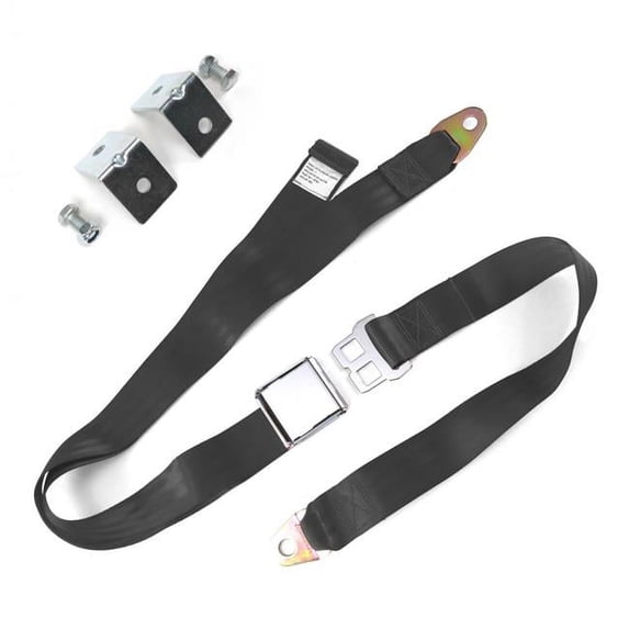 SafeTBoy 314420 2 Point Charcoal Airplane Buckle Lap Seat Belts with Anchor Plate Hardware Pack