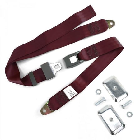 SafeTBoy 315393 2 Point Burgundy Standard Buckle Lap Seat Belt with Flat Plate Hardware