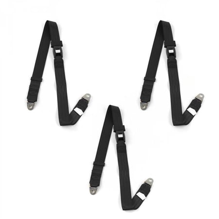 SafeTBoy 659976 Jeep Jeepster 1966-1973 Standard 2 Point Black Lap Bench Seat Belt Kit - 3 Belts