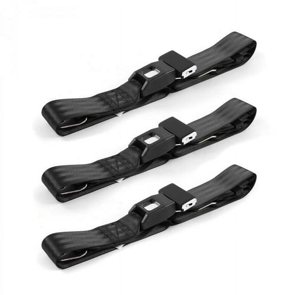SafeTBoy 660049 Ford Bronco 1980-1996 Standard 2 Point Black Lap Bench Seat Belt Kit - 3 Belts