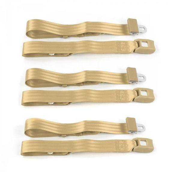 SafeTBoy 660204 Standard 2 Point Tan Lap Bench Seat Belt Kit with 3 Belts for 1958 Chevy Impala