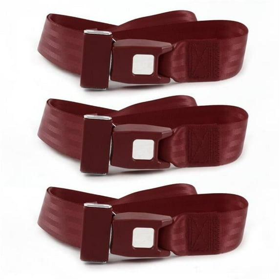 SafeTBoy 660770 Chevy II 1962-1965 Standard 2 Point Burgundy Lap Bench Seat Belt Kit - 3 Belts
