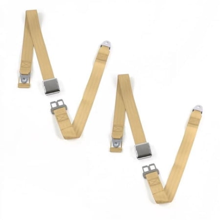 SafeTBoy 661134 Early Cars 1933-1934 Airplane 2 Point Tan Lap Bucket Seat Belt Kit - 2 Belts