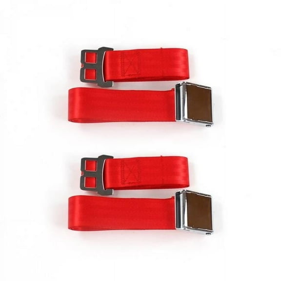 SafeTBoy 661174 Chevy Chevelle 1964-1967 Airplane 2 Point Red Lap Bucket Seat Belt Kit - 2 Belts