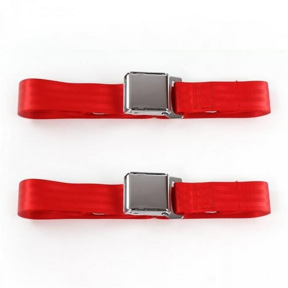 SafeTBoy 661178 Ford Truck 1935-1941 Airplane 2 Point Red Lap Bucket Seat Belt Kit - 2 Belts