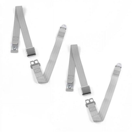 SafeTBoy 661347 VW Karmann Ghia Airplane 2 Point Gray & Grey Lap Bucket Seat Belt Kit - 2 Belts
