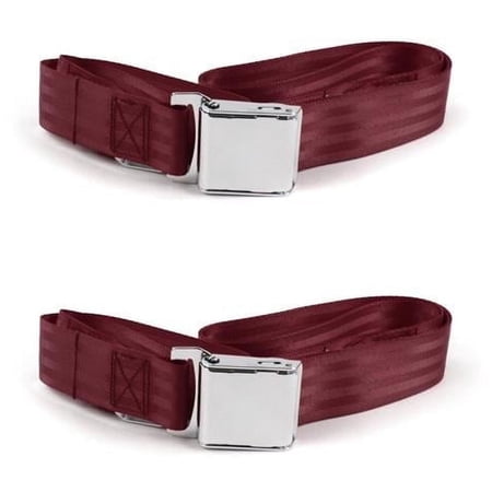 SafeTBoy 661610 Triumph TR250 1961-1976 Airplane 2 Point Burgundy Lap Bucket Seat Belt Kit - 2 Belts