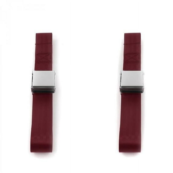 SafeTBoy 661617 Camaro 1967-1969 Airplane 2 Point Burgundy Lap Bucket Seat Belt Kit - 2 Belts