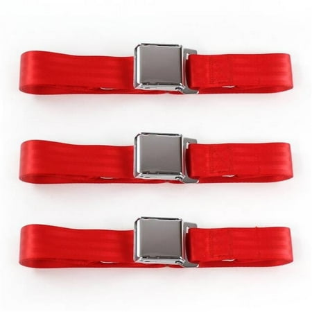 SafeTBoy 662120 Ford Fairlane 1970 Airplane 2 Point Red Lap Bench Seat Belt Kit - 3 Belts