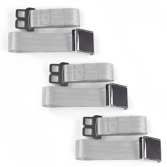 SafeTBoy 662245 Chevy Truck 1967-1972 Airplane 2 Point Gray & Grey Lap Bench Seat Belt Kit - 3 Belts