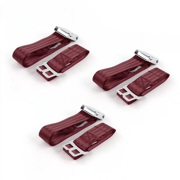 SafeTBoy 662495 Airplane 2 Point Burgundy Lap Bench Seat Belt Kit with 3 Belts for 1982-1992 Camaro