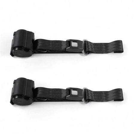 SafeTBoy 662675 Chevy Nova 1968-1974 Standard 2 Point Black Retractable Bucket Seat Belt Kit - 2 Belts