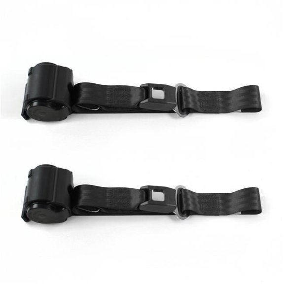 SafeTBoy 662675 Chevy Nova 1968-1974 Standard 2 Point Black Retractable Bucket Seat Belt Kit - 2 Belts
