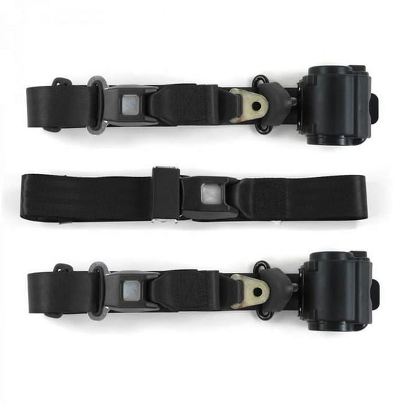SafeTBoy 670603 3 Point Standard Retractable Bench Seat Belt Kit with 3 Belts for 1963-1966 Chevy Truck, Black
