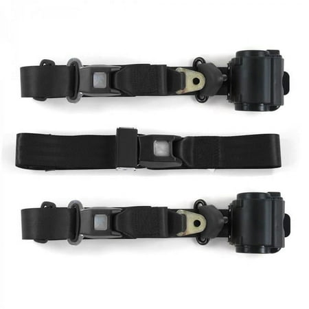 SafeTBoy 670698 Standard 3 Point Black Retractable Bench Seat Belt Kit with 3 Belts for 1964-1969 Ford GT40