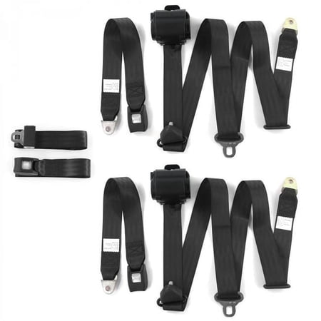 SafeTBoy 670725 Standard 3 Point Black Retractable Bench Seat Belt Kit with 3 Belts for 1982-1994 Chevy Cavalier