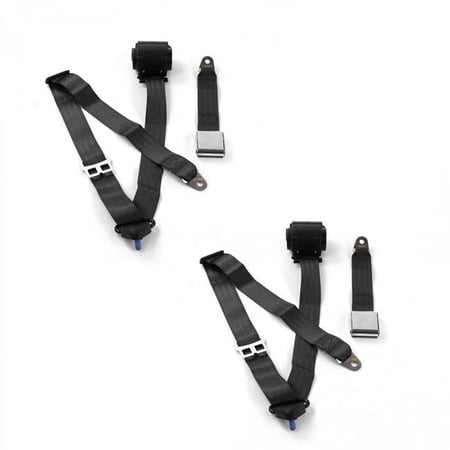 SafeTBoy 672311 Airplane 3 Point Black Retractable Bucket Seat Belt Kit with 2 Belts for 1967-1979 Ford Truck