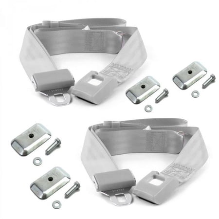 SafeTBoy 689770 Standard 2 Point Gray Lap Bucket Seat Belt Kit with Bracketry & 2 Belts for 1981-1993 Chevy Truck S10