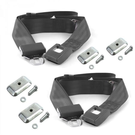 SafeTBoy 690299 Standard 2 Point Charcoal Lap Bucket Seat Belt Kit with Bracketry & 2 Belts for 1950-1954 Nash Rambler