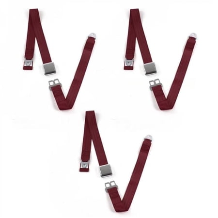 SafeTBoy Airplane 2 Point Burgundy Lap Bench Seat Belt Kit with 3 Belts for 1966-1973 Jeep Commando