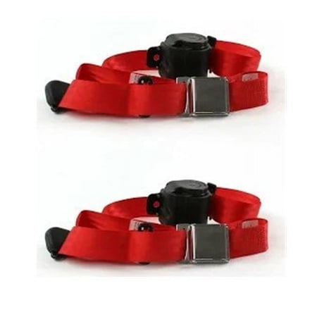 SafeTBoy Airplane 2 Point Burgundy Lap Bucket Seat Belt Kit with Bracketry & 2 Belts for 1993-2002 Camaro