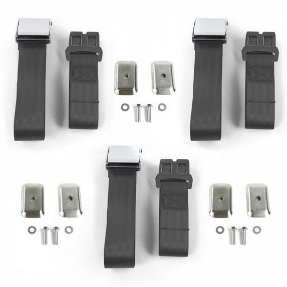 SafeTBoy Airplane 2 Point Charcoal Lap Bucket Seat Belt Kit with Bracketry for Chevy FS Blazer 1973-1991 - 2 Belts
