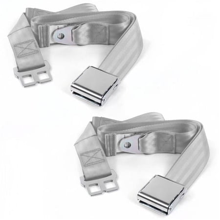 SafeTBoy Airplane 2 Point Gray & Grey Lap Bucket Seat Belt Kit for Jeep Cherokee 1984-2001 - 2 Belts
