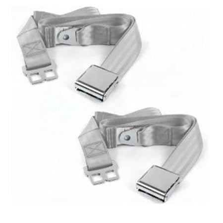 SafeTBoy Airplane 2 Point Gray Lap Bucket Seat Belt Kit with Bracketry & 2 Belts for 1966-1967 Chevy II