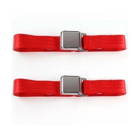 SafeTBoy Airplane 2 Point Red Lap Bucket Seat Belt Kit with Bracketry & 2 Belts for 1984-2001 Jeep Cherokee
