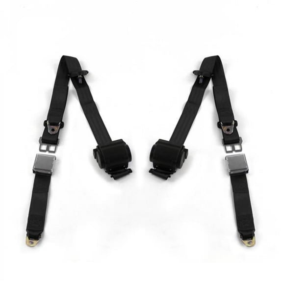 SafeTBoy  Airplane 3 Point Black Retractable Bucket Seat Belt Kit for VW Type 1 1958-1967 - 2 Belts