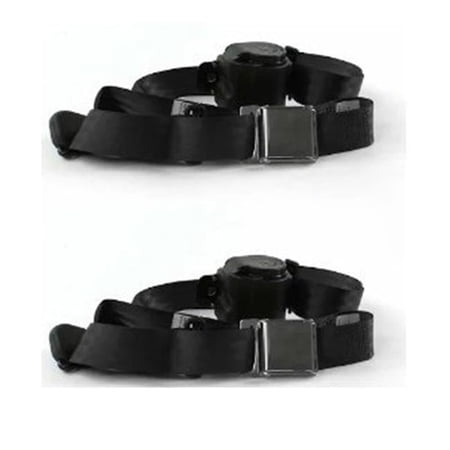 SafeTBoy Airplane 3 Point Black Retractable Bucket Seat Belt Kit with Bracketry & 2 Belts for 1962-1980 Triumph Spitfire