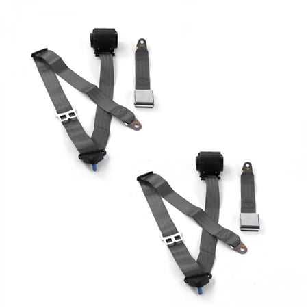 SafeTBoy Airplane 3 Point Charcoal Retractable Bucket Seat Belt Kit for Chevy Corvair 1960-1969 - 2 Belts