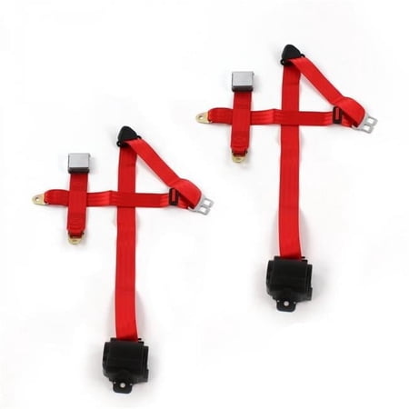 SafeTBoy Airplane 3 Point Red Retractable Bucket Seat Belt Kit for Triumph Herald 1959-1971 - 2 Belts