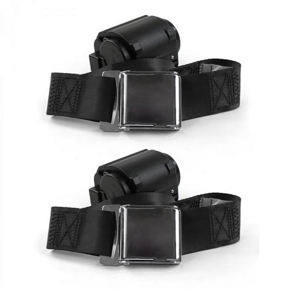 SafeTBoy Chevy Chevelle 1964-1967 Airplane 2 Point Black Retractable Bucket Seat Belt Kit - 2 Belts