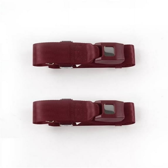 SafeTBoy Chevy Impala 1971-1976 Standard 2 Point Burgundy Lap Bucket Seat Belt Kit - 2 Belts