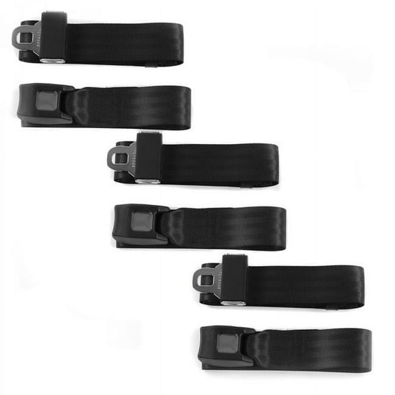 SafeTBoy Early Cars 1941-1948 Standard 2 Point Black Lap Bench Seat Belt Kit - 3 Belts