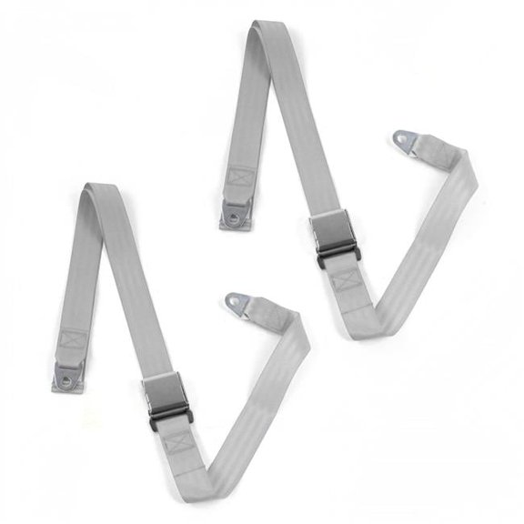 SafeTBoy Ford Thunderbird 1961-1966 Airplane 2 Point Gray & Grey Lap Bucket Seat Belt Kit - 2 Belts
