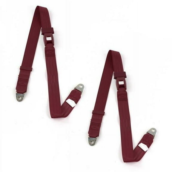 SafeTBoy  Ford Thunderbird 1967-1976 Standard 2 Point Burgundy Lap Bucket Seat Belt Kit - 2 Belts