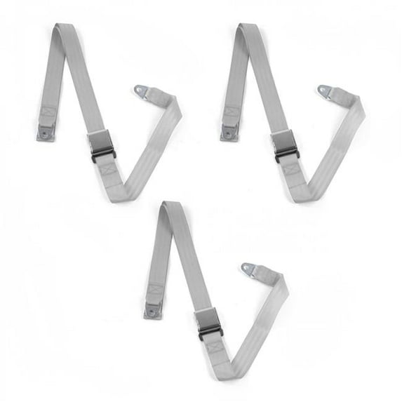 SafeTBoy Jeep Jeepster 1966-1973 Airplane 2 Point Gray & Grey Lap Bench Seat Belt Kit - 3 Belts