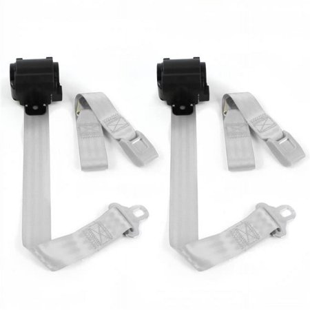 SafeTBoy Jeep Wrangler 1987-1996 Standard 2 Point Gray & Grey Retractable Bucket Seat Belt Kit - 2 Belts