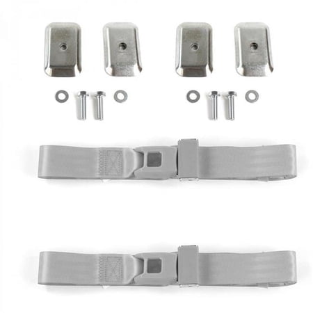 SafeTBoy Standard 2 Point Gray & Grey Lap Bucket Seat Belt Kit with Bracketry for Chevy Corvair 1960-1969 - 2 Belts