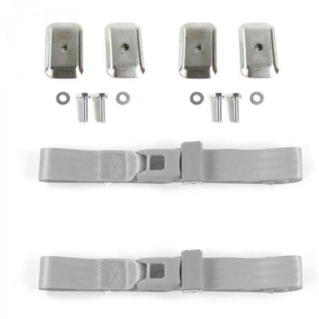 SafeTBoy Standard 2 Point Gray & Grey Lap Bucket Seat Belt Kit with Bracketry for Jeep Cherokee 1974-1983 - 2 Belts