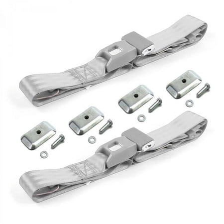 SafeTBoy Standard 2 Point Gray Lap Bucket Seat Belt Kit with Bracketry & 2 Belts for 1954-1956 Buick Roadmaster