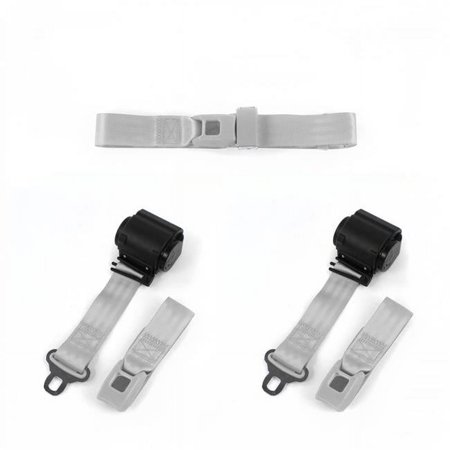 SafeTBoy Standard 2 Point Gray Retractable Bench Seat Belt Kit with 3 Belts for 1968-1972 Chevy Chevelle - Gray