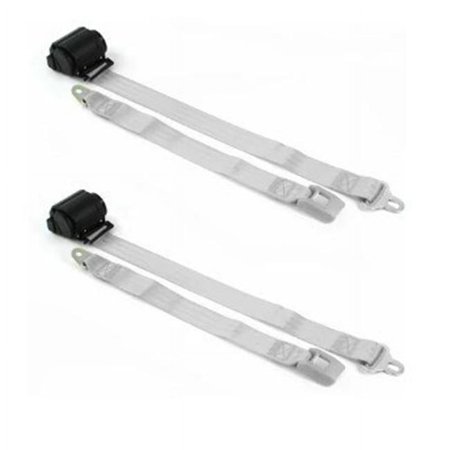 SafeTBoy Standard 2 Point Gray Retractable Bucket Seat Belt Kit with Bracketry & 2 Belts for 1982-1994 Chevy Cavalier