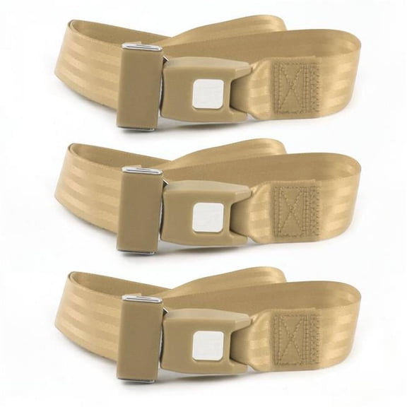 SafeTBoy Standard 2 Point Tan Lap Bench Seat Belt Kit with 3 Belts for 1933-1934 Early Cars